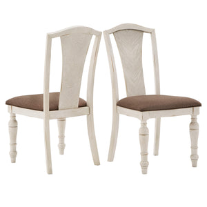 Homelegance By Top-Line Forester Slat Back Solid Rubberwood Dining Chairs (Set of 2) White Rubberwood