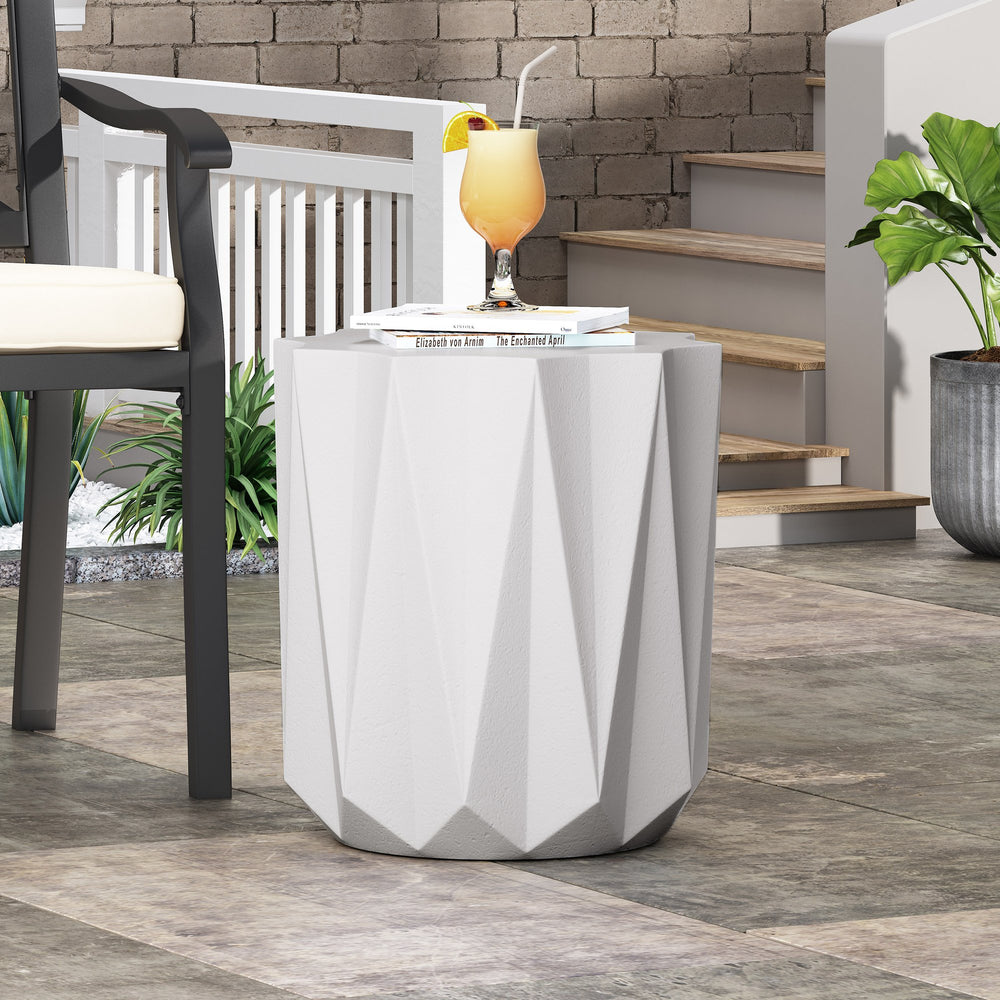 English Elm Outdoor Handcrafted Concrete Accent Table with Star Top and Sculptural Faceted Pedestal 73450.00