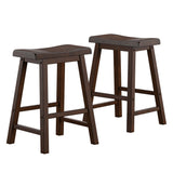 Homelegance By Top-Line Barrett Saddle Seat Counter Height Backless Stools (Set of 2) Brown Rubberwood