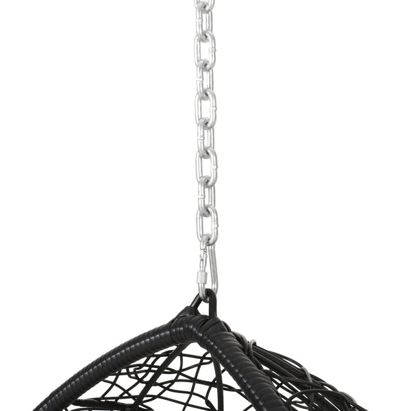 English Elm Christopher Knight Home® - CASTAIC Teardrop Hanging Chair with 8ft Chain — Durable PE Rattan, Water-Resistant Cushions, Cozy Lounging Grey+Black 70772.00