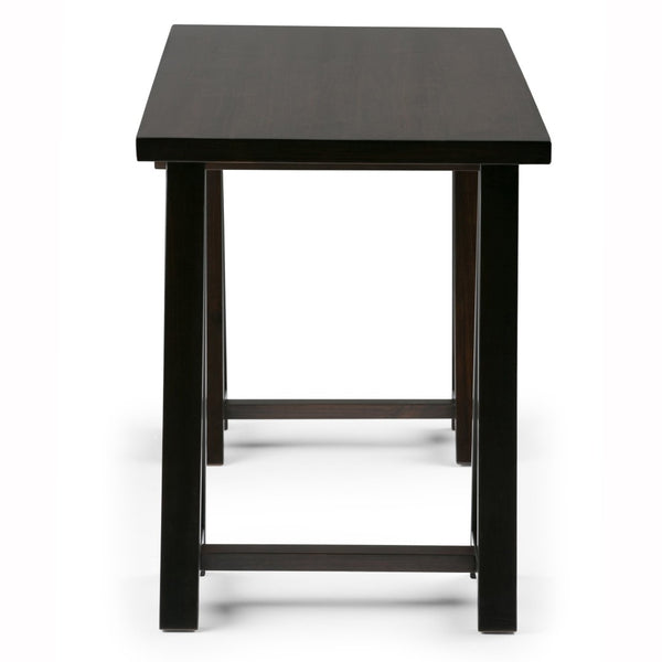 English Elm Sawhorse Desk - Dark Chestnut Brown, Solid Wood, Industrial Style With Keyboard Tray For Home Office B136P158231-GIGA