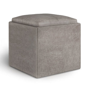 English Elm Rockwood - Stylish Multi-Functional Cube Storage Ottoman With Flip-Over Tray In Grey Taupe B136P159100-GIGA