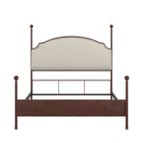 Homelegance By Top-Line Finola Cream Curved Top Cherry Brown Metal Poster Bed Black Linen