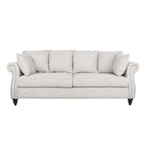 Christopher Knight Home® - Noble House - Manbow Contemporary Fabric Pillowback 3 Seater Sofa With Nailhead Trim