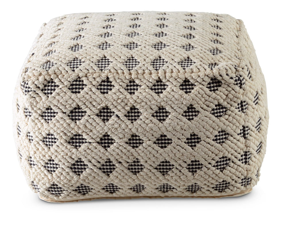 English Elm Steve Silver - Kodi Handwoven Square Pouf Pearl Silver — 23x23x15" Cotton Cover, Thermocol Bead Fill, Stylish Accent(97) B081P157315
