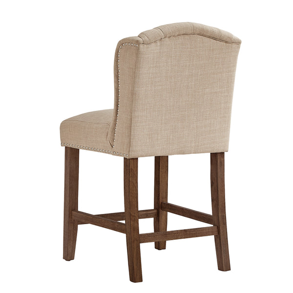 Homelegance By Top-Line Morrigan Tufted Linen Wingback Stools (Set of 2) Brown Rubberwood