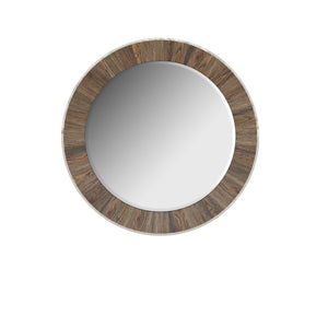 A.R.T. Furniture Stockyard Elegant Beveled Mirror With Metallic Silver Trim - Stylish Wall Decor For Any Space Brown Parrawood Solids,Knotty White Oak Veneers,Glass,Resin 284123-2303