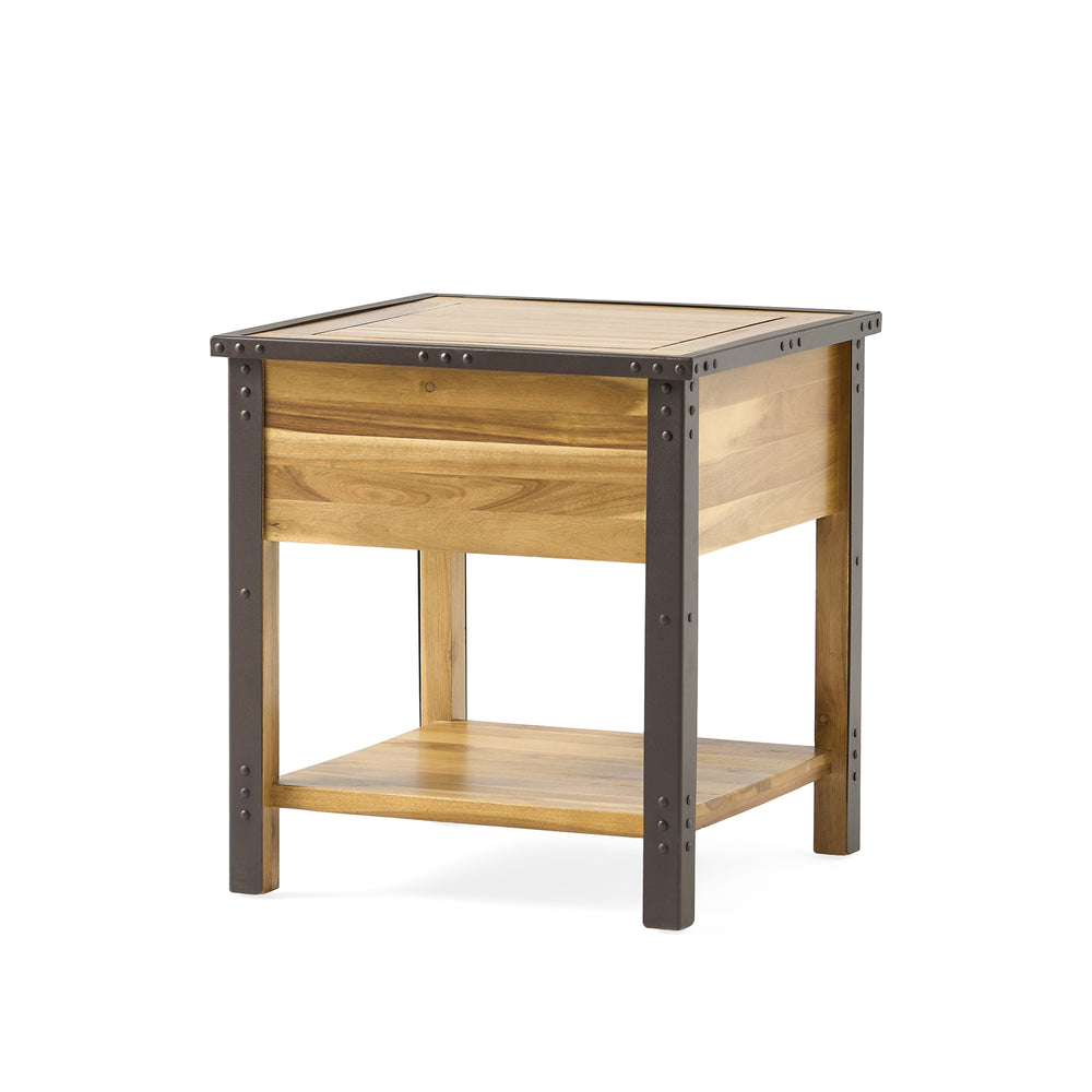 English Elm Christopher Knight Home® - BRIGHTON Acacia Wood End Table with 1 Drawer in Natural Finish — Industrial Accent Nightstand 26.75" 54717.00