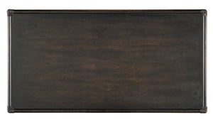 Hooker Furniture Retreat Coastal Pole Rattan Writing Desk With Dune Oak Veneer, 3 Drawers, Keyboard Ready, Rope Accents Dark Wood 6950-10458-99