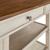 Homelegance By Top-Line Matthieu Two-Tone Antique Kitchen Island Buffet White Rubberwood