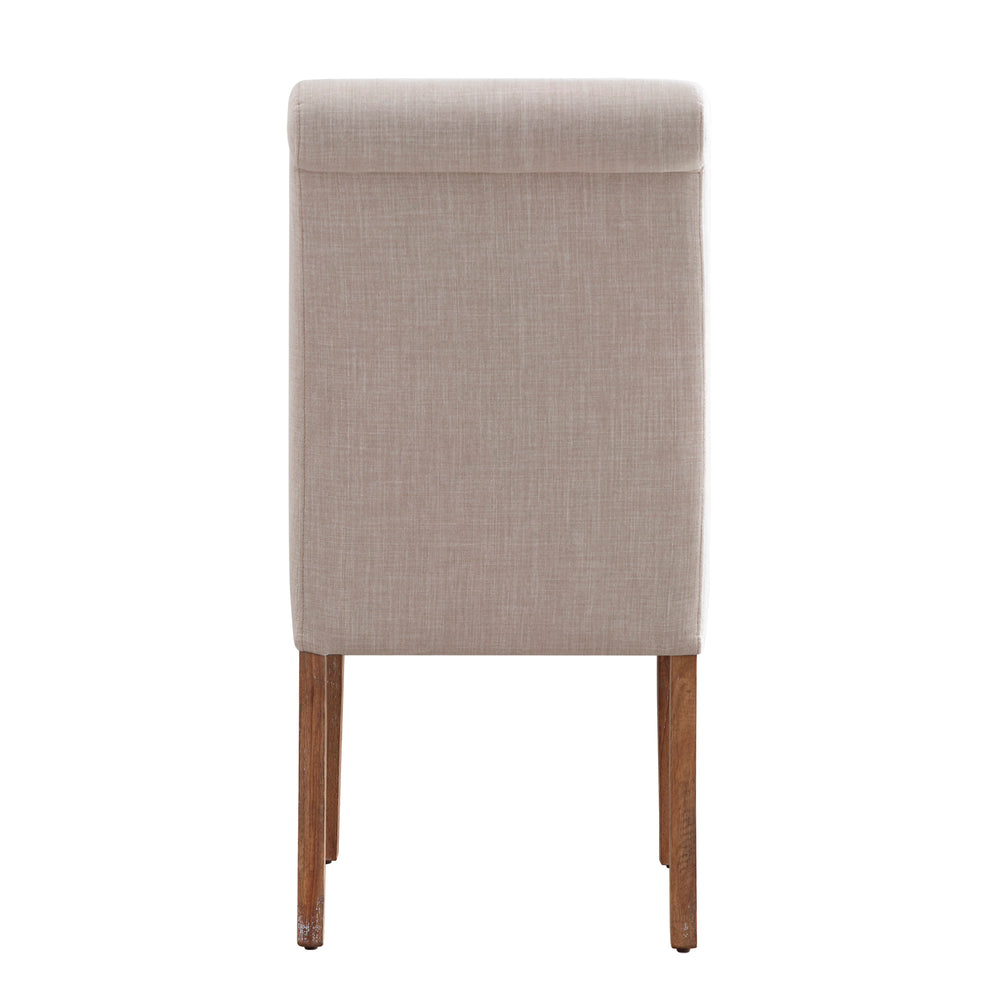 Homelegance By Top-Line Hazel Slipcovered Rolled Back Parsons Chairs (Set of 2) Light Natural Wood