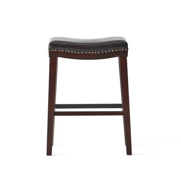 English Elm Saddle Contoured Pu Leather Counter Stool with Solid Rubberwood Frame for Kitchen Dining 62469.00PU