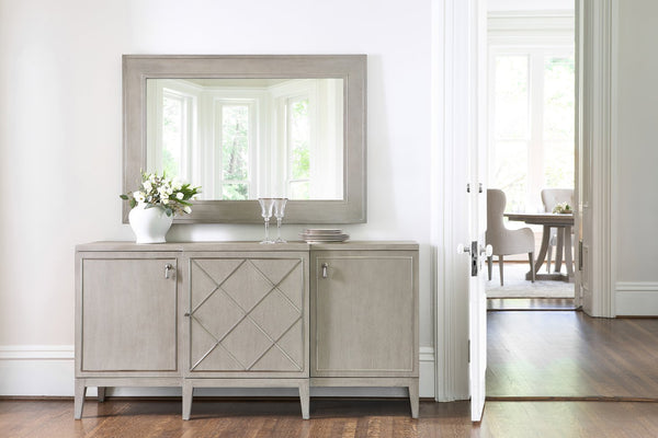 Bernhardt Bernhardt Cornelia Buffet With Nebbia Ash, Brushed & Glazed Stainless Diamond Inlay, Soft-Close Doors 331131