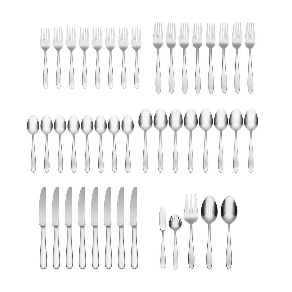 Lenox Oneida Mooncrest 45 Piece Everyday Flatware Set, Service for 8 Metallic, STAINLESS METAL H037045AWWM
