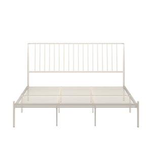 Homelegance By Top-Line Dante Metal Platform Bed with Curved Metal Headboard White Metal