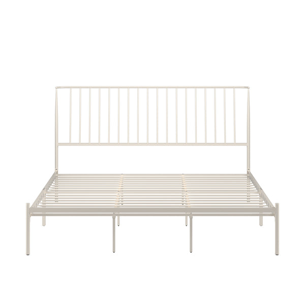 Homelegance By Top-Line Dante Metal Platform Bed with Curved Metal Headboard White Metal