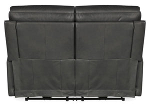 Hooker Furniture Lyra Semi-Aniline Leather Zero-Gravity Loveseat With Power Headrest, Lumbar, Usb, Cupholder Medium Gray SS608-PHZL2-093