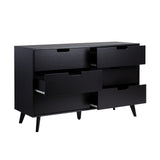 Simple 6 Drawer Dresser with Cut Out Handles Black HANB5BBLC Walker Edison