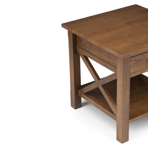 English Elm Kitchener End Table - Handcrafted Solid Wood In Medium Saddle Brown With Storage & Modern Design B136P158208