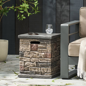 English Elm Mgo Faux Stone Propane Tank Holder Doubles as Outdoor Patio Side Table 63693.00