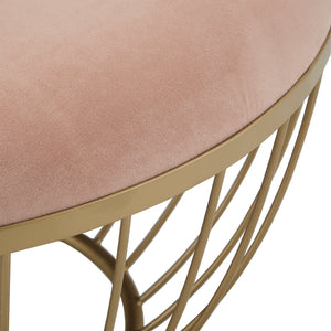 Homelegance By Top-Line Ernesto Fabric Upholstered Round Ottoman Pink Velvet