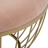 Homelegance By Top-Line Ernesto Fabric Upholstered Round Ottoman Pink Velvet