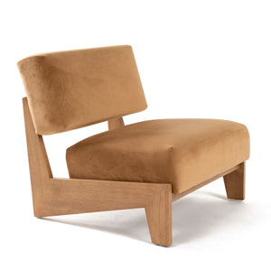 VIG Furniture Modrest Tucker - Mid-Century Modern Camel Velvet + Chestnut Accent Chair VGRH-RHS-AZHT05-TAN