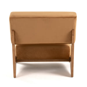 VIG Furniture Modrest Tucker - Mid-Century Modern Camel Velvet + Chestnut Accent Chair VGRH-RHS-AZHT05-TAN