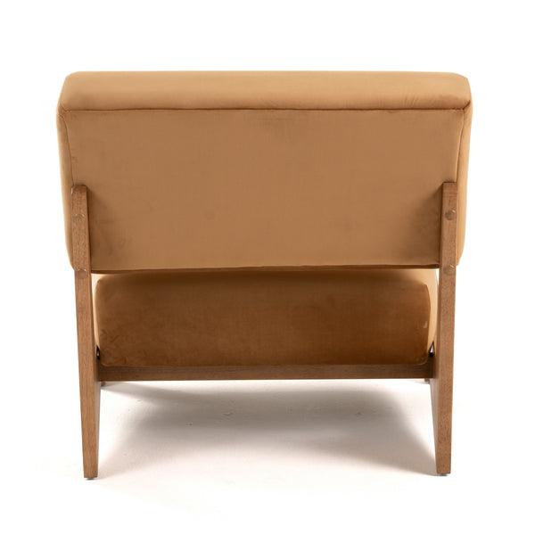 VIG Furniture Modrest Tucker - Mid-Century Modern Camel Velvet + Chestnut Accent Chair VGRH-RHS-AZHT05-TAN