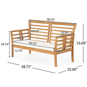 English Elm Caydon Outdoor Loveseat Solid Acacia Hardwood Open Slat Frame Patio Bench Seating 56818.00WTC