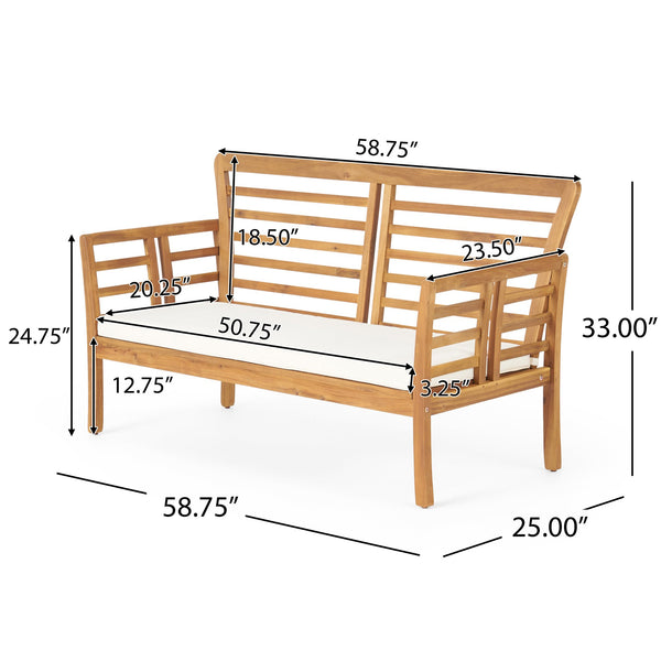 English Elm Caydon Outdoor Loveseat Solid Acacia Hardwood Open Slat Frame Patio Bench Seating 56818.00WTC