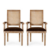 Christopher Knight Home® - Noble House - Maria French Country Wood and Cane Upholstered Dining Chair - Set of 2