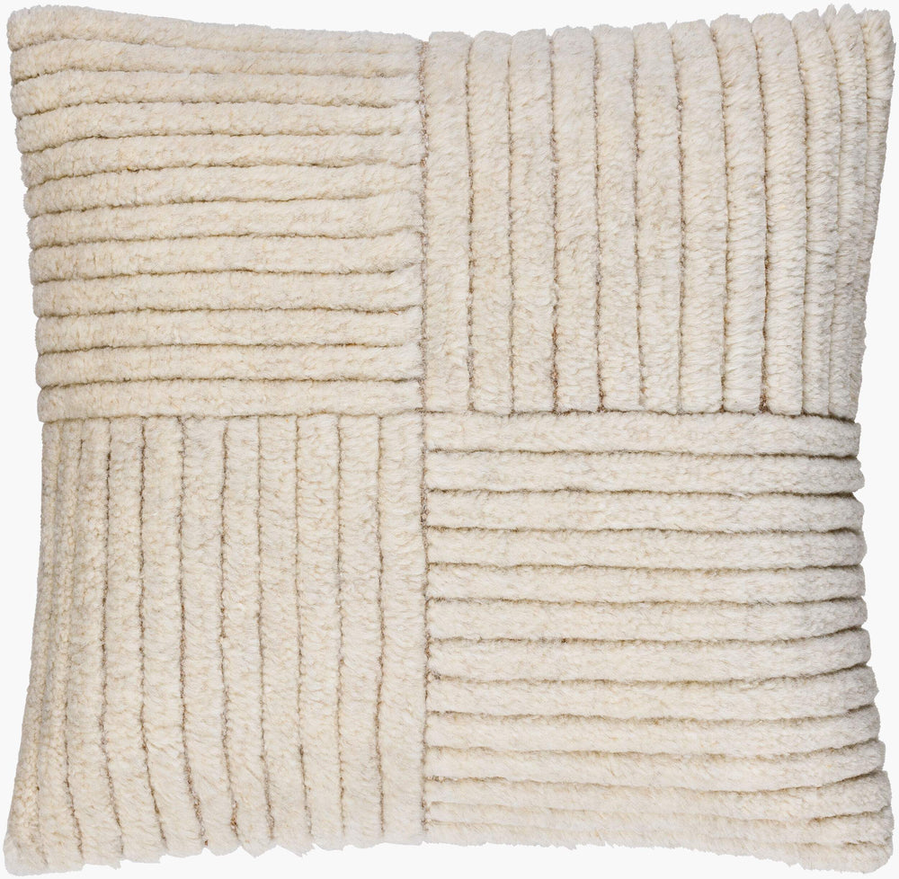 Surya Tunisia Modern Accent Pillow - 18"X18" Cotton-wool Blend, Elegant Home Decor, Easy Care Design Ivory Wool,Cotton,Cotton Tui001-1818d