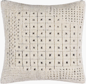 Surya Tunisia Modern Accent Pillow - 18"X18" Cotton-wool Blend, Elegant Home Decor, Easy Care Design Ivory Wool,Cotton,Cotton Tui002-2222d