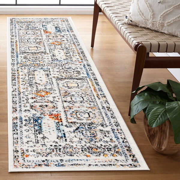 Safavieh Tulum 667 Power Loomed  Rug Ivory Grey / Blue Rust TUL667A-9