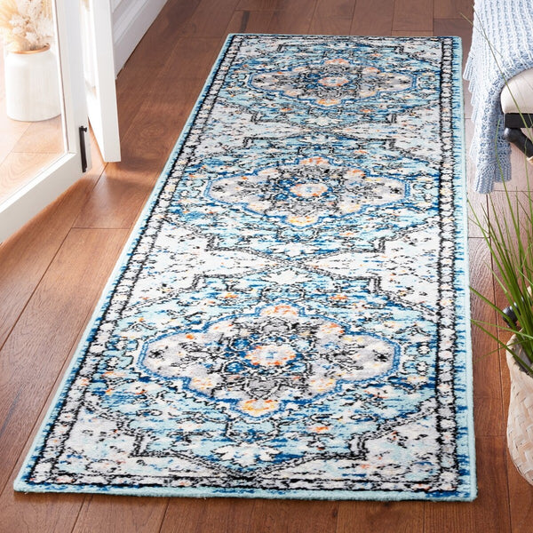 Safavieh Tulum 668 Power Loomed  Rug Blue Grey / Rust TUL668M-9