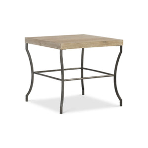 Bernhardt Bernhardt Wire-Brushed Oak Tribeca Side Table With Sculptural Steel Legs, Textured Barlow Finish, Adjustable Glides — Casual-Transitional Accent Piece 333121