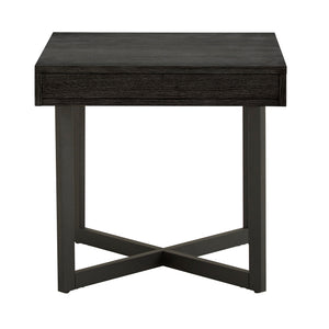 Homelegance By Top-Line Saskai Wood Finish End Table with One Drawer Black MDF