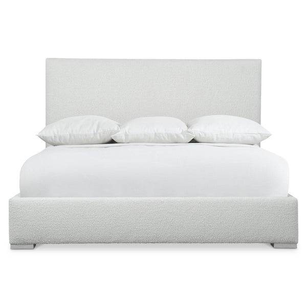 Bernhardt Bernhardt Solaria Queen Bouclé Upholstered Panel Bed With Weathered Bone Ash Feet, Rustic Modern Comfort K1763