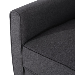 English Elm Christopher Knight Home® - Smoke Low-Profile Fabric Push Back Recliner Chair for Small Spaces, Tapered Legs & Pipe Edge Accents 52422.00FSMK