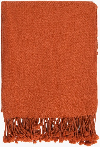 Surya Turner Elegant 50"W X 60"L Throw Blanket - Timeless Style, Soft Acrylic Fabric With Classic Fringe Rust Acrylic,Acrylic Tur8403-5060