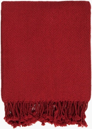 Surya Turner Elegant 50"W X 60"L Throw Blanket - Timeless Style, Soft Acrylic Fabric With Classic Fringe Red Acrylic,Acrylic Tur8405-5060