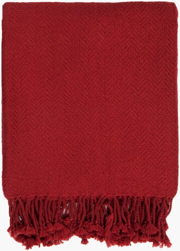 Surya Turner Elegant 50"W X 60"L Throw Blanket - Timeless Style, Soft Acrylic Fabric With Classic Fringe Red Acrylic,Acrylic Tur8405-5060