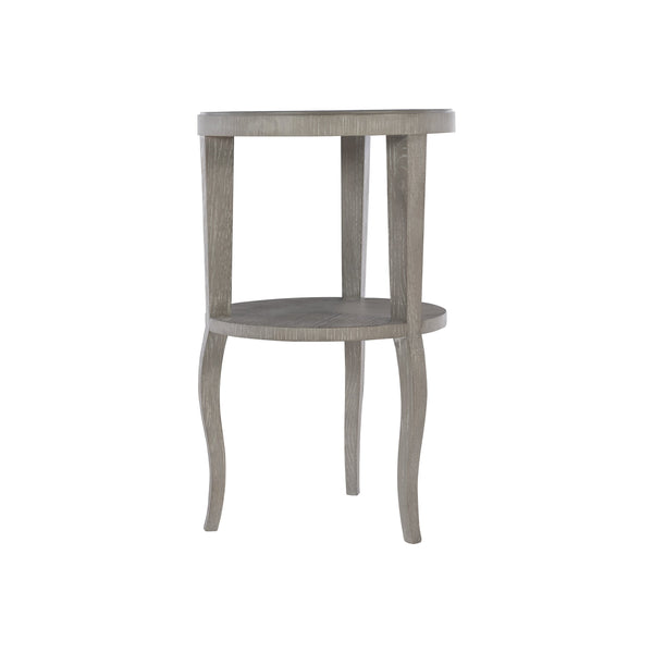 Bernhardt Bernhardt Gray Truffle Round Accent Table With Fancy-Face Top, Lower Shelf & Cabriole Legs 442112