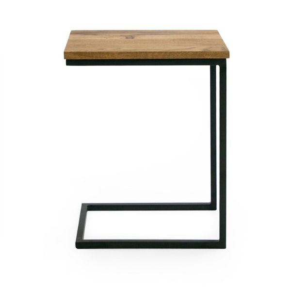 VIG Furniture Turner Aged Oak C-Table For Low Sofas — Compact 12X18x24" Slip-Under Side Table, Matte Black Base VGEDCU304514