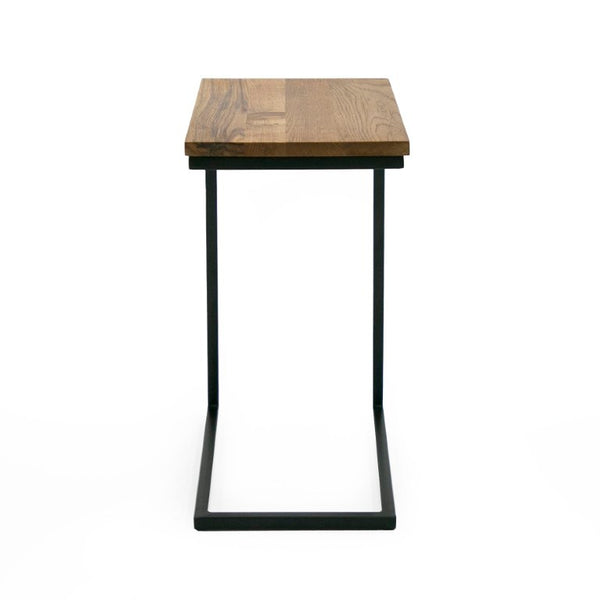 VIG Furniture Turner Aged Oak C-Table For Low Sofas — Compact 12X18x24" Slip-Under Side Table, Matte Black Base VGEDCU304514