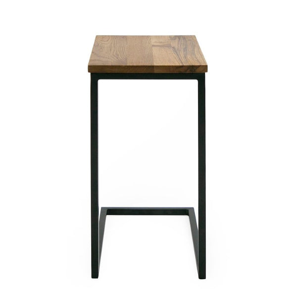 VIG Furniture Turner Aged Oak C-Table For Low Sofas — Compact 12X18x24" Slip-Under Side Table, Matte Black Base VGEDCU304514