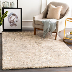 Livabliss Tuscany High Pile Polypropylene Area Rug Mid-century Modern Design for Large Living Rooms Ivory, Aqua 5'3" x 7'3" TUS2304-5373