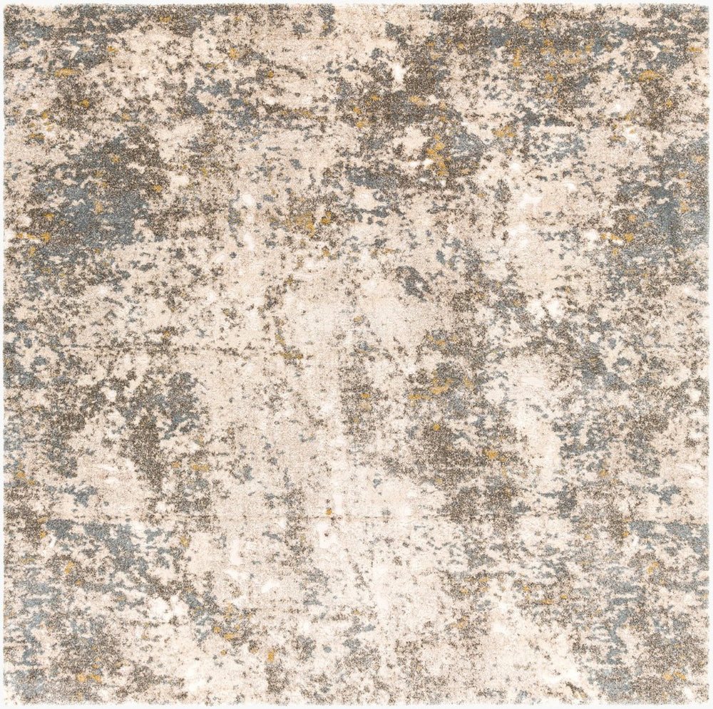Livabliss Tuscany Machine Woven High Low Pile Area Rug for Living Room Polypropylene Blend White, Dark Bro 7'10" x 7'10" TUS2305-710SQ