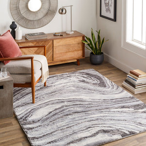 Livabliss Tuscany Plush High Pile Area Rug Machine Woven Polypropylene Blend for Large Living Rooms Ivory, Light Gr 4'3" x 5'7" TUS2316-4357